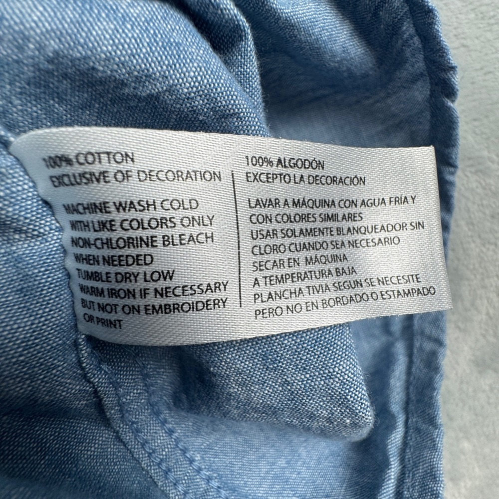 US Polo Assn Embroidered Logo Mens Long Sleeve Chambray Button Up Shirt Blue 3XL - Picture 6 of 9